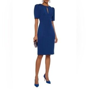 $375‎ NWT Badgley Mischka Stretch-Ponte Keyhole Royal Blue Cocktail Dress 8
